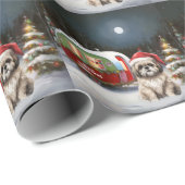 Papier Cadeau Winter Havanese Caravan Christmas Adventure (Coin rond)