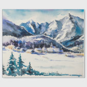 Papier Cadeau Winter landscape with mountain village covered wit (Plat)