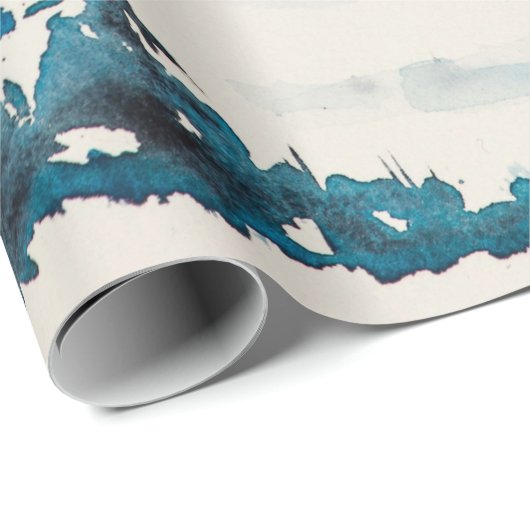 Papier Cadeau Winter landscape with mountain village covered wit (Coin rond)