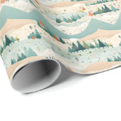 Papier Cadeau Winter Scene Trees Mountains Snow (Coin rond)