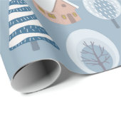 Papier Cadeau Winter seamless pattern with abstract flat handdra (Coin rond)