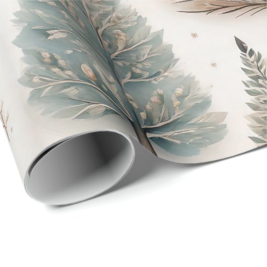 Papier Cadeau Winter Trees - Rustic Holiday Forest (1) (Coin rond)