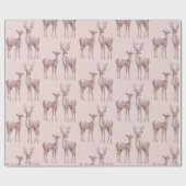 Papier Cadeau Winter Wonderland Anniversaire | Rose et cerf (Plat)