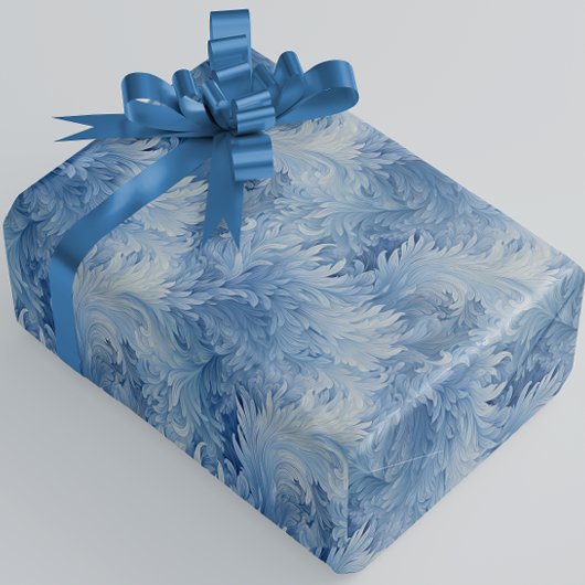 Papier Cadeau Winter Wonderland Bleu gelé motif