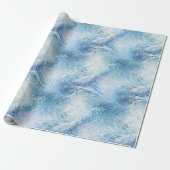 Papier Cadeau Winter Wonderland Bleu gelé motif (Déroulé)