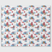 Papier Cadeau Winter Wonderland Bleu & Rouge (Plat)