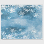 Papier Cadeau Winter Wonderland, Fête Bleue Neige (Plat)