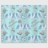 Papier Cadeau Winter Wonderland Noël bleu et argent (Plat)