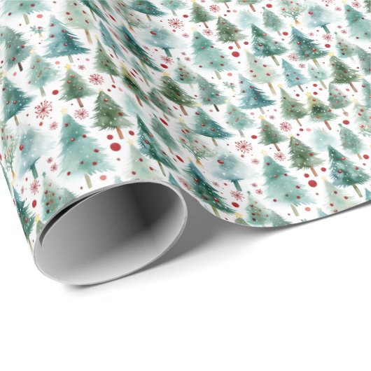 Papier Cadeau Winter Wonderland Pink Christmas Sparkly Trees (Coin rond)