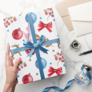 Papier Cadeau Winter Wonderland Rouge et Bleu