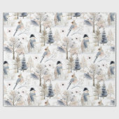 Papier Cadeau Winter Wonderland Snowman et Bird Motif (Plat)