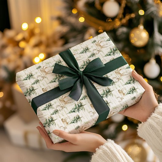 Papier Cadeau Winter Woodland Deer Christmas Wrapping Paper