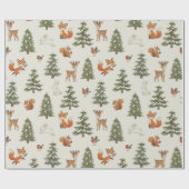 Papier Cadeau Winter Woodland Forest Animals Christmas (Plat)