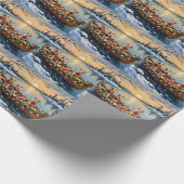 Papier Cadeau Wire Fox Terrier Christmas Boat Holiday (Coin)