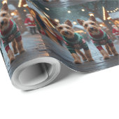 Papier Cadeau Wire Fox Terrier Dogs Christmas Snow Holiday (Coin rond)