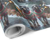 Papier Cadeau Wired Haired Pointing Griffon Dogs Christmas Snow  (Coin rond)