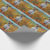 Papier Cadeau Wirefox Terrier Chien Automne Moisson Thankgiving (Coin)