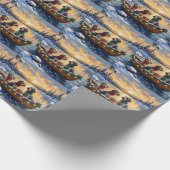 Papier Cadeau Wirehaired Pointing Griffon Christmas Boat Holiday (Coin)