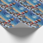 Papier Cadeau Wirehaired Pointing Griffon Christmas Lighthouse (Coin)