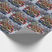 Papier Cadeau Wirehaired Pointing Griffon Christmas Red Truck (Coin)