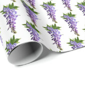 Papier Cadeau Wisteria Motifs violet vert blanc Arrière - plan W (Coin rond)