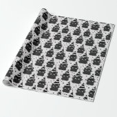 Papier Cadeau Witchy Goth Sassy Black & White Kitty Chat Anniver (Déroulé)