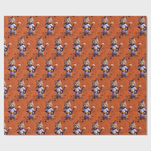 Papier Cadeau Witchy Halloween Tabby (Plat)