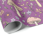 Papier Cadeau Witchy Plum Purple Fungi Seamless Pattern Gift (Coin rond)