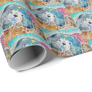 Papier Cadeau WOBBLE-ROCK Chow chien aquarelle batik