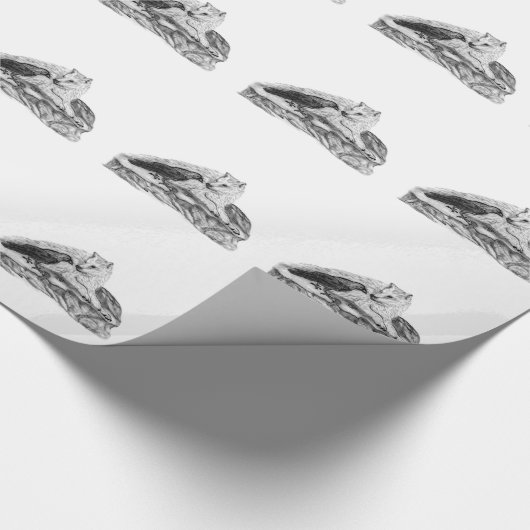 Papier Cadeau Wolf and Raven black and white design (Coin)