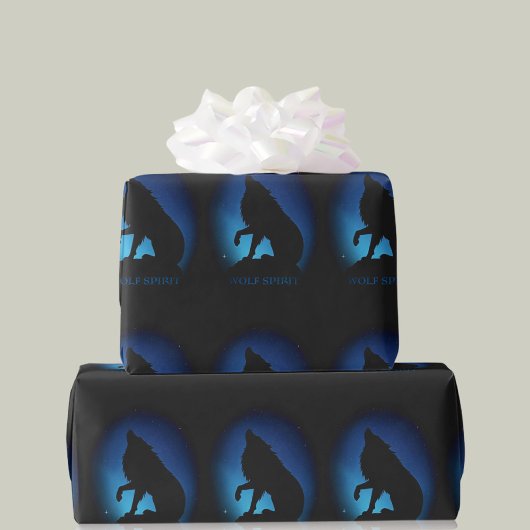 Papier Cadeau Wolf esprit fenrir loups noir bleu envelopper cade