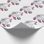 Papier Cadeau Wolf et Empreinte de patte (Coin)