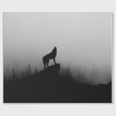 Papier Cadeau Wolf hurle sur la lune (Plat)