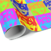 Papier Cadeau Wolf Pop Art (Coin rond)