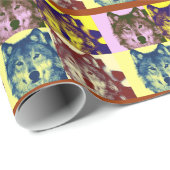 Papier Cadeau Wolf Pop Art Noël Papier d'enveloppement cadeau de (Coin rond)