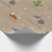 Papier Cadeau Wolf Pup Cactus Desert Stars Bienvenue bébé (Coin)