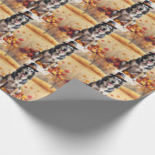 Papier Cadeau Wolfhound À L'Automne Laisse L'Art Thanksgiving (Coin)