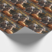 Papier Cadeau Wolfhound Chiot Automne Citrouille de plaisir (Coin)