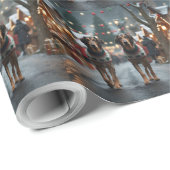 Papier Cadeau Wolfhound Dogs Christmas Snow Holiday (Coin rond)