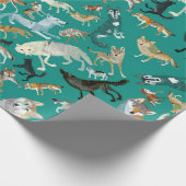 Papier Cadeau Wolves of the World Green Pattern (Coin)