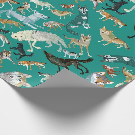 Papier Cadeau Wolves of the World Green Pattern (Coin)