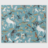 Papier Cadeau Wolves of the World Turquoise pattern (Plat)
