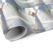 Papier Cadeau Woman Dancing In a City Fountain (Coin rond)