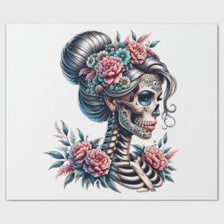 Papier Cadeau Woman Skull Dia De Los Muertos Skeleton