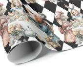 Papier Cadeau Wonderland with Black White Diamonds Birthday (Coin rond)