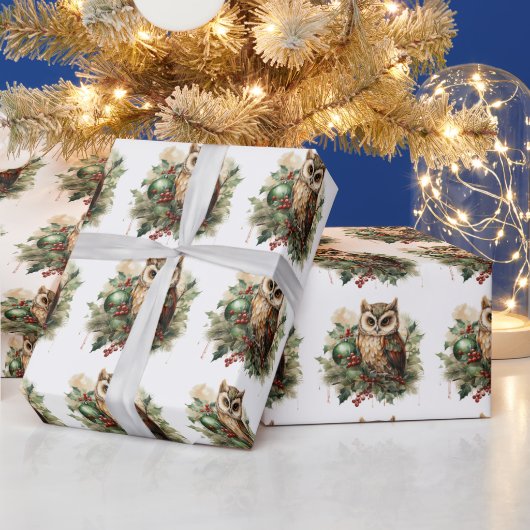 Papier Cadeau Woodland Christmas Owl  (Vacances)