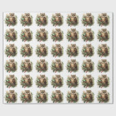 Papier Cadeau Woodland Christmas Owl  (Plat)