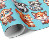 Papier Cadeau Woodland Créatures Baby shower du garçon (Coin rond)