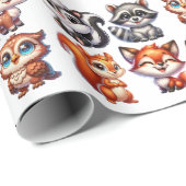 Papier Cadeau Woodland Créatures Baby shower du garçon (Coin rond)