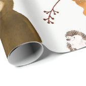 Papier Cadeau Woodland Deer Bear Rabbit Fox Hedgehog Birthday (Coin rond)